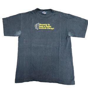 VTG‎ Beauty Is Just A Lightswitch Away Tee Shirt Mens L Blue Funny Aeropostale